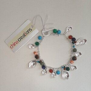 China Creations Chaps Semi Precious Silver Plated Colorful Beads Bracelet